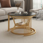 Metal and Slate Coffee Table Glam Round Frame Coffee Table Set Clearhalo 'Coffee & Accent Tables' 'Coffee Tables' 'coffee_tables' 'furn' 'furn_coffee_tables' 'Furniture' 'Living Room Furniture' 6654792