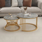 Metal and Slate Coffee Table Glam Round Frame Coffee Table Set Grey Gold Clearhalo 'Coffee & Accent Tables' 'Coffee Tables' 'coffee_tables' 'furn' 'furn_coffee_tables' 'Furniture' 'Living Room Furniture' 6654794