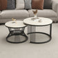 Metal and Slate Coffee Table Glam Round Frame Coffee Table Set White Black Clearhalo 'Coffee & Accent Tables' 'Coffee Tables' 'coffee_tables' 'furn' 'furn_coffee_tables' 'Furniture' 'Living Room Furniture' 6654796