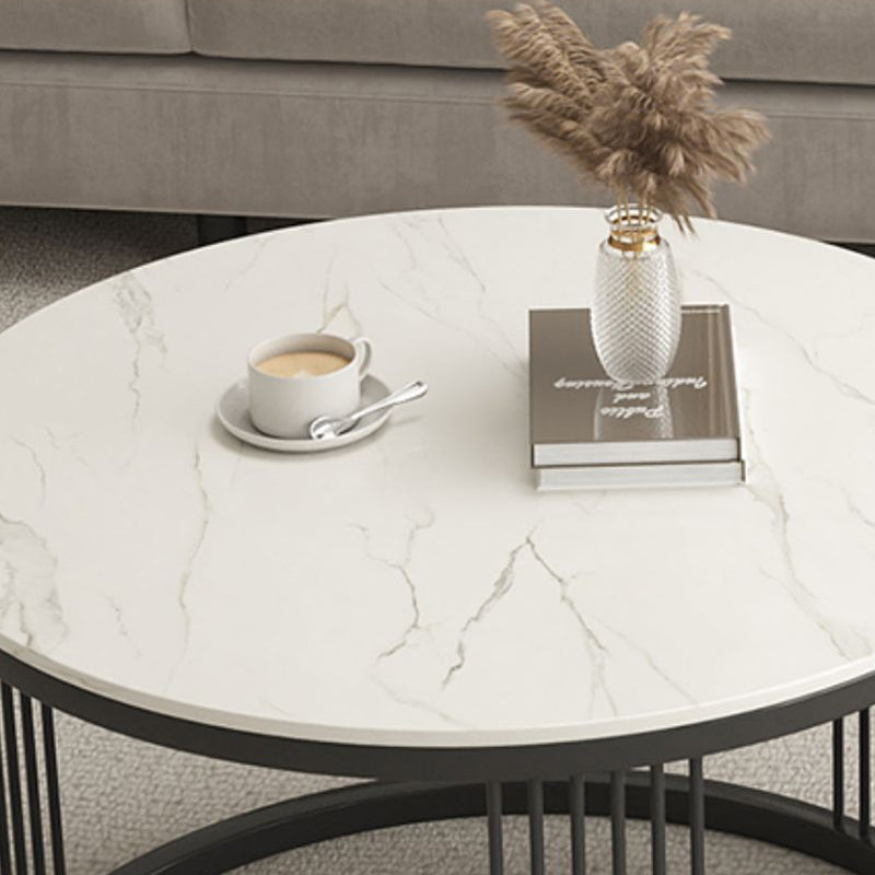 Metal and Slate Coffee Table Glam Round Frame Coffee Table Set Clearhalo 'Coffee & Accent Tables' 'Coffee Tables' 'coffee_tables' 'furn' 'furn_coffee_tables' 'Furniture' 'Living Room Furniture' 6654804