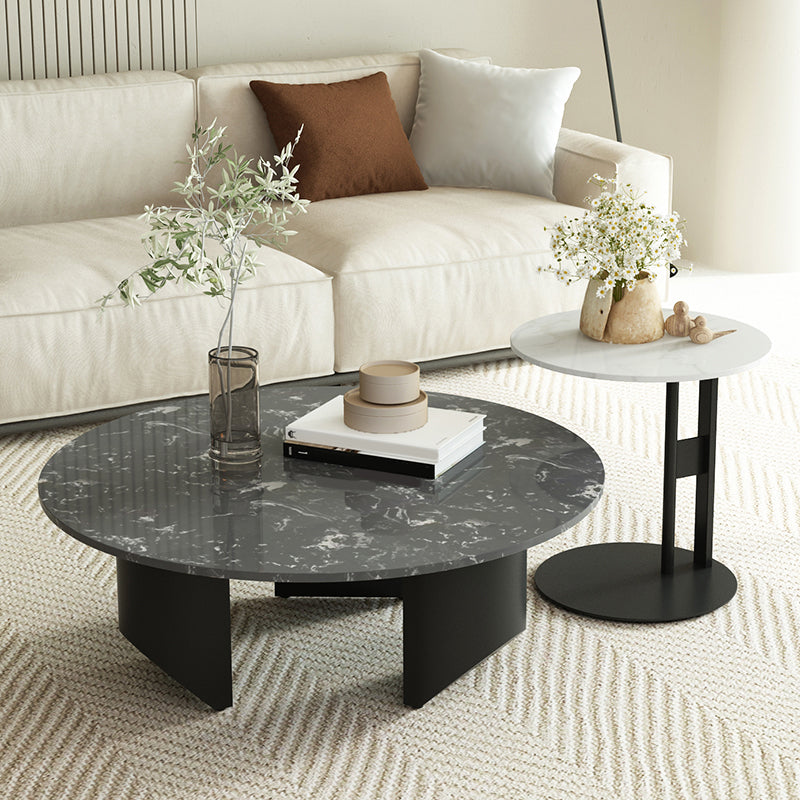 Modern Slate Coffee Table Round Coffee Table for Living Room Clearhalo 'Coffee & Accent Tables' 'Coffee Tables' 'coffee_tables' 'furn' 'furn_coffee_tables' 'Furniture' 'Living Room Furniture' 6654816
