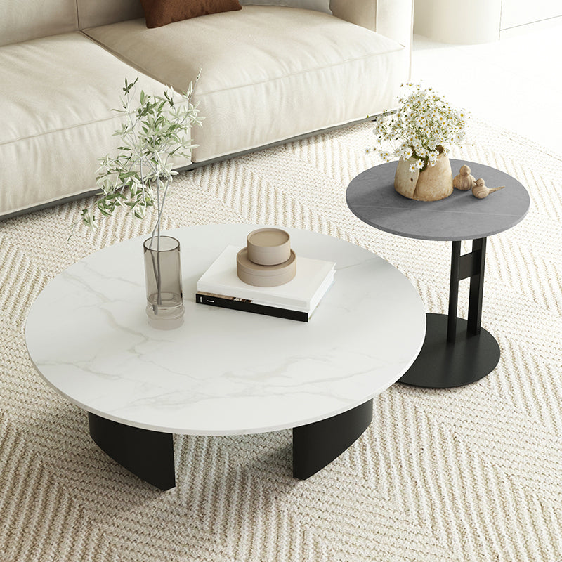 Modern Slate Coffee Table Round Coffee Table for Living Room Clearhalo 'Coffee & Accent Tables' 'Coffee Tables' 'coffee_tables' 'furn' 'furn_coffee_tables' 'Furniture' 'Living Room Furniture' 6654819