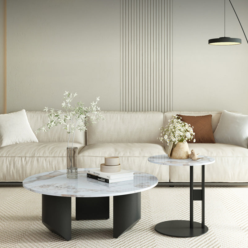 Modern Slate Coffee Table Round Coffee Table for Living Room Clearhalo 'Coffee & Accent Tables' 'Coffee Tables' 'coffee_tables' 'furn' 'furn_coffee_tables' 'Furniture' 'Living Room Furniture' 6654829