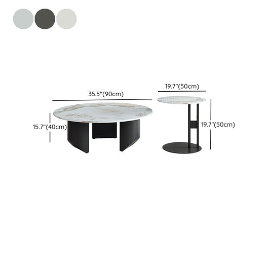 Mesa de café de pizarra moderna mesa de café redondo para sala de estar