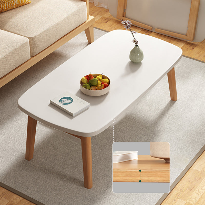 Modern Solid Wood Rectangular Coffee Table 4 Legs Folding Cocktail Table