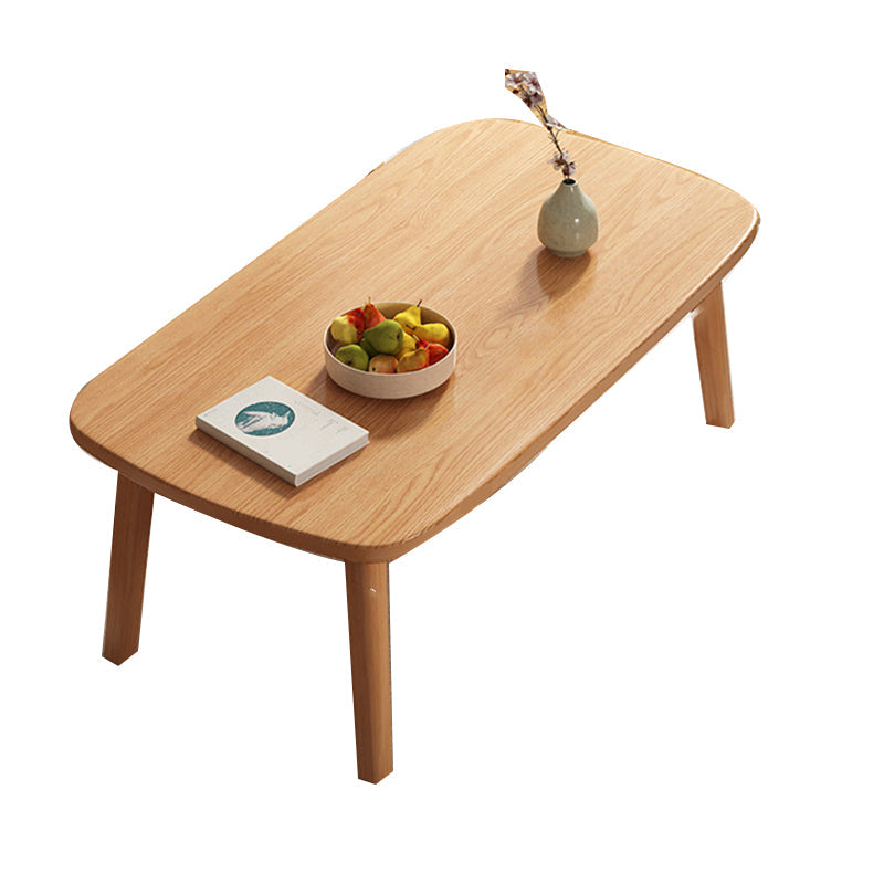 Modern Solid Wood Rectangular Coffee Table 4 Legs Folding Cocktail Table