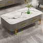 Modern Metal 4 Legs Cocktail Table Rectangle Slate Coffee Table with 2 Drawers