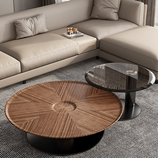 Contemporary Coffee Table Solid Wood Round Pedestal Coffee Cocktail Table Clearhalo 'Coffee & Accent Tables' 'Coffee Tables' 'coffee_tables' 'furn' 'furn_coffee_tables' 'Furniture' 'Living Room Furniture' 6654895