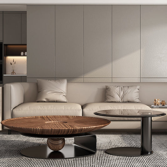 Contemporary Coffee Table Solid Wood Round Pedestal Coffee Cocktail Table Clearhalo 'Coffee & Accent Tables' 'Coffee Tables' 'coffee_tables' 'furn' 'furn_coffee_tables' 'Furniture' 'Living Room Furniture' 6654897