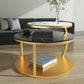 Glam Slate Coffee Table No Distressing Round Cocktail Table for Bedroom Clearhalo 'Coffee & Accent Tables' 'Coffee Tables' 'coffee_tables' 'furn' 'furn_coffee_tables' 'Furniture' 'Living Room Furniture' 6654950