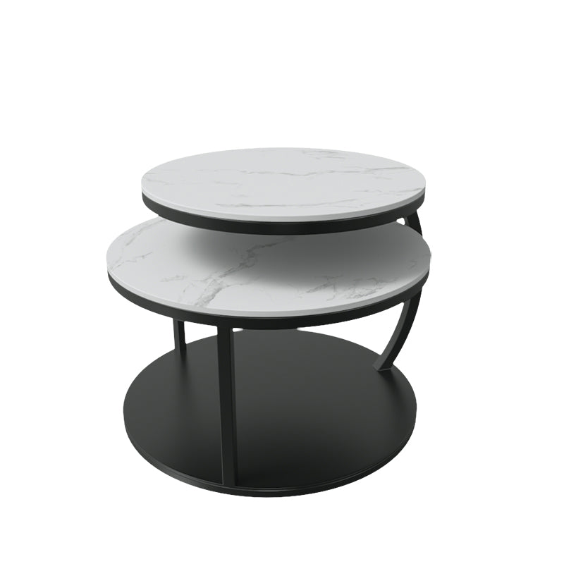Glam Slate Coffee Table No Distressing Round Cocktail Table for Bedroom White Black Clearhalo 'Coffee & Accent Tables' 'Coffee Tables' 'coffee_tables' 'furn' 'furn_coffee_tables' 'Furniture' 'Living Room Furniture' 6654951