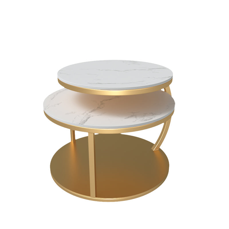 Glam Slate Coffee Table No Distressing Round Cocktail Table for Bedroom White Gold Clearhalo 'Coffee & Accent Tables' 'Coffee Tables' 'coffee_tables' 'furn' 'furn_coffee_tables' 'Furniture' 'Living Room Furniture' 6654952