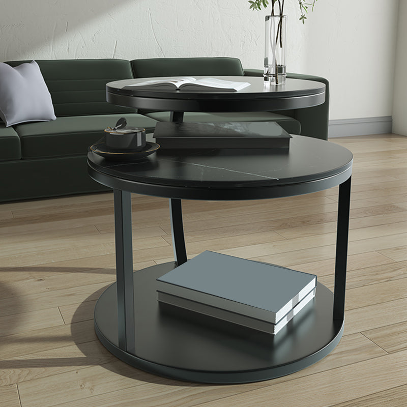 Glam Slate Coffee Table No Distressing Round Cocktail Table for Bedroom Clearhalo 'Coffee & Accent Tables' 'Coffee Tables' 'coffee_tables' 'furn' 'furn_coffee_tables' 'Furniture' 'Living Room Furniture' 6654953
