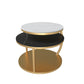 Glam Slate Coffee Table No Distressing Round Cocktail Table for Bedroom Black White Gold Clearhalo 'Coffee & Accent Tables' 'Coffee Tables' 'coffee_tables' 'furn' 'furn_coffee_tables' 'Furniture' 'Living Room Furniture' 6654956