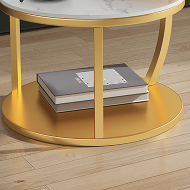 Glam Slate Coffee Table No Distressing Round Cocktail Table for Bedroom Clearhalo 'Coffee & Accent Tables' 'Coffee Tables' 'coffee_tables' 'furn' 'furn_coffee_tables' 'Furniture' 'Living Room Furniture' 6654960