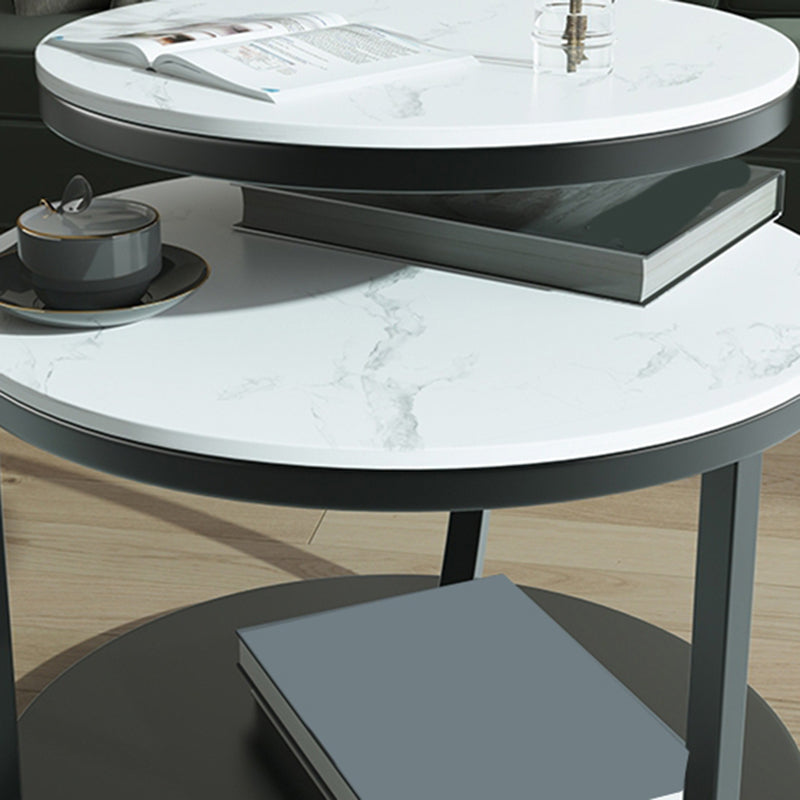 Glam Slate Coffee Table No Distressing Round Cocktail Table for Bedroom Clearhalo 'Coffee & Accent Tables' 'Coffee Tables' 'coffee_tables' 'furn' 'furn_coffee_tables' 'Furniture' 'Living Room Furniture' 6654961