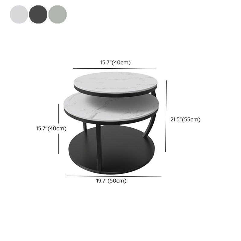 Glam Slate Coffee Table No Distressing Round Cocktail Table for Bedroom Clearhalo 'Coffee & Accent Tables' 'Coffee Tables' 'coffee_tables' 'furn' 'furn_coffee_tables' 'Furniture' 'Living Room Furniture' 6654966