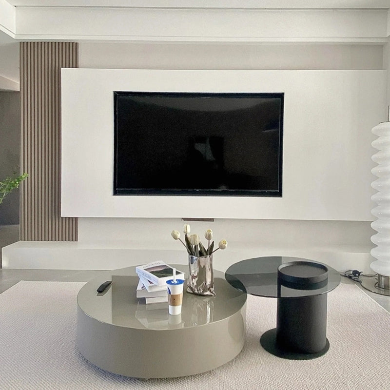 Modern Coffee Table Round Nesting Coffee Table with Storage Drawers Clearhalo 'Coffee & Accent Tables' 'Coffee Tables' 'coffee_tables' 'furn' 'furn_coffee_tables' 'Furniture' 'Living Room Furniture' 6654975