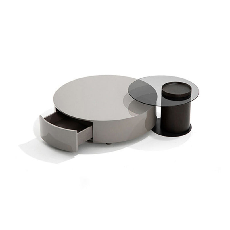 Modern Coffee Table Round Nesting Coffee Table with Storage Drawers Clearhalo 'Coffee & Accent Tables' 'Coffee Tables' 'coffee_tables' 'furn' 'furn_coffee_tables' 'Furniture' 'Living Room Furniture' 6654976