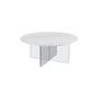 Table de cocktail en ardoise et acrylique Table basse ronde blanche moderne
