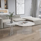 Table de cocktail en ardoise et acrylique Table basse ronde blanche moderne