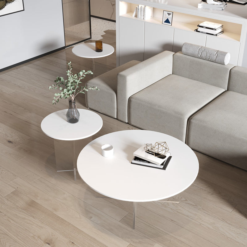 Table de cocktail en ardoise et acrylique Table basse ronde blanche moderne