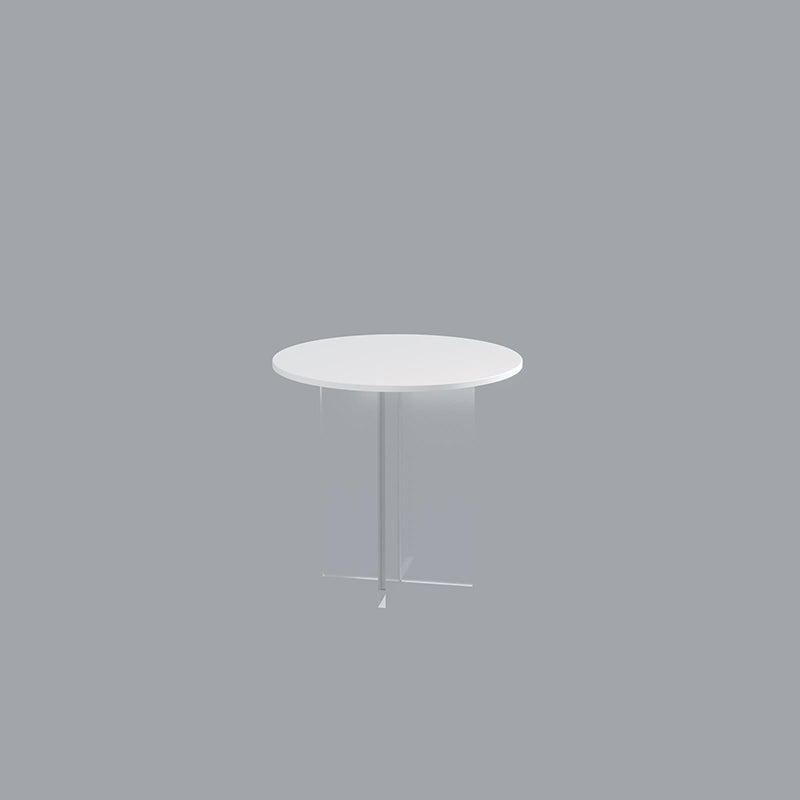 Table de cocktail en ardoise et acrylique Table basse ronde blanche moderne