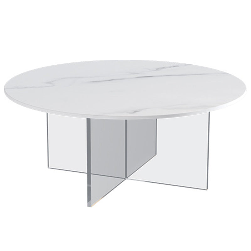 Table de cocktail en ardoise et acrylique Table basse ronde blanche moderne