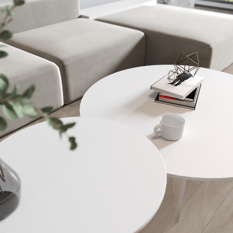 Table de cocktail en ardoise et acrylique Table basse ronde blanche moderne