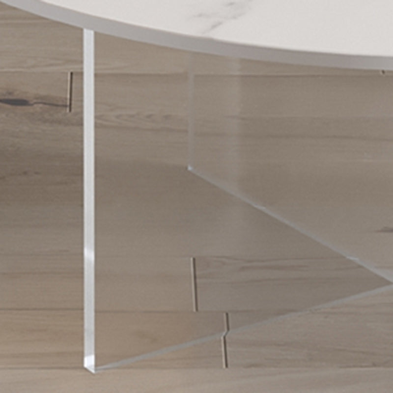 Table de cocktail en ardoise et acrylique Table basse ronde blanche moderne