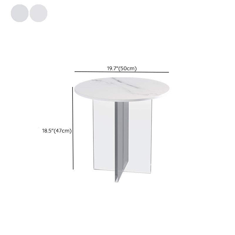 Table de cocktail en ardoise et acrylique Table basse ronde blanche moderne