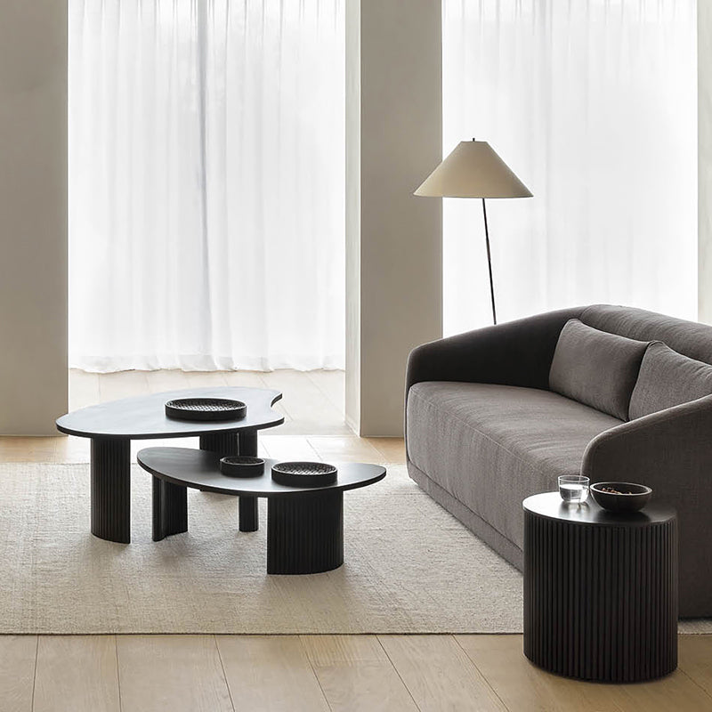 Solid Wood Coffee Table Black 3 Legs Coffee Table for Living Room