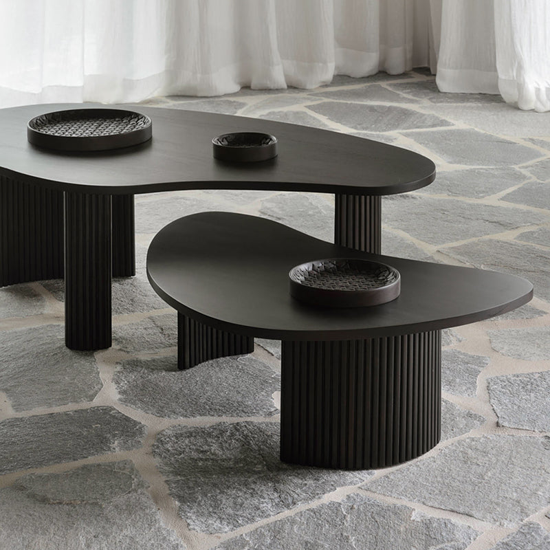 Solid Wood Coffee Table Black 3 Legs Coffee Table for Living Room