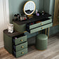 5-Drawer Slate Top Dressing Table Solid Wood Mirror Make-up Vanity