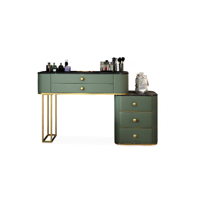 5-Drawer Slate Top Dressing Table Solid Wood Mirror Make-up Vanity