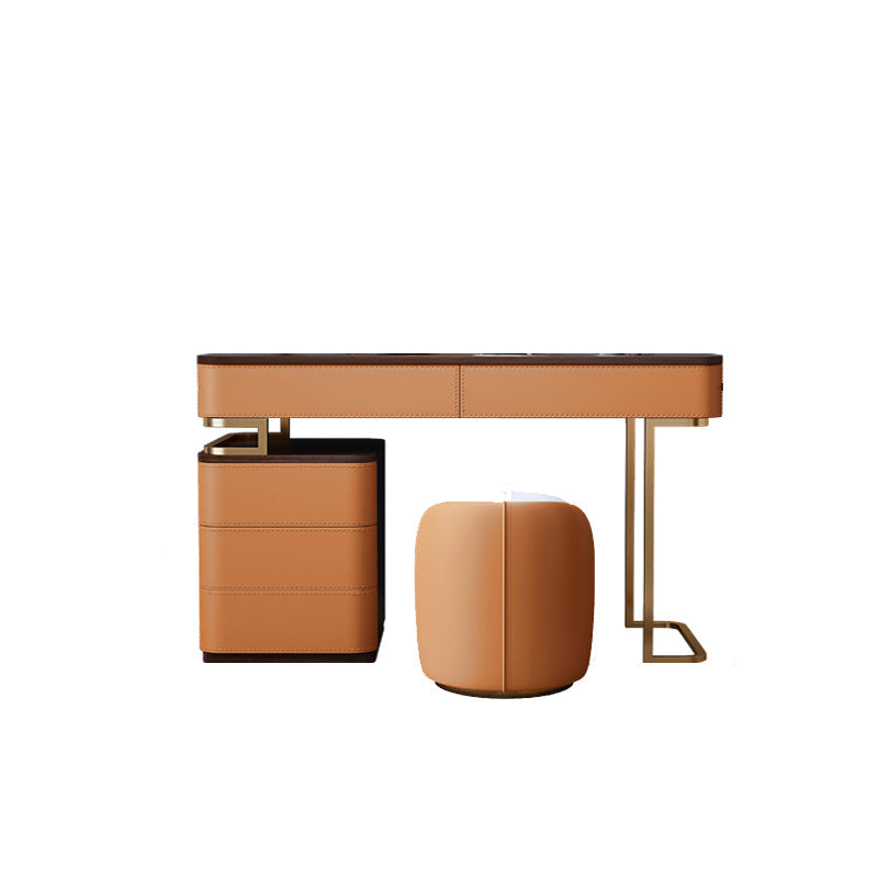 Tavolo da toeletta da 5,72 "tavolo da toeletta in legno a 5 cassetti con base d'oro