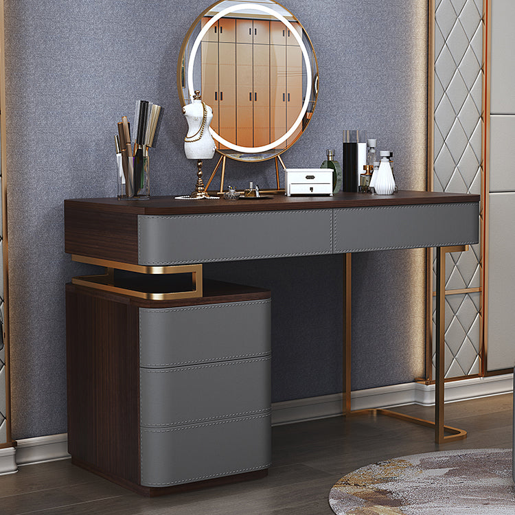 Tavolo da toeletta da 5,72 "tavolo da toeletta in legno a 5 cassetti con base d'oro