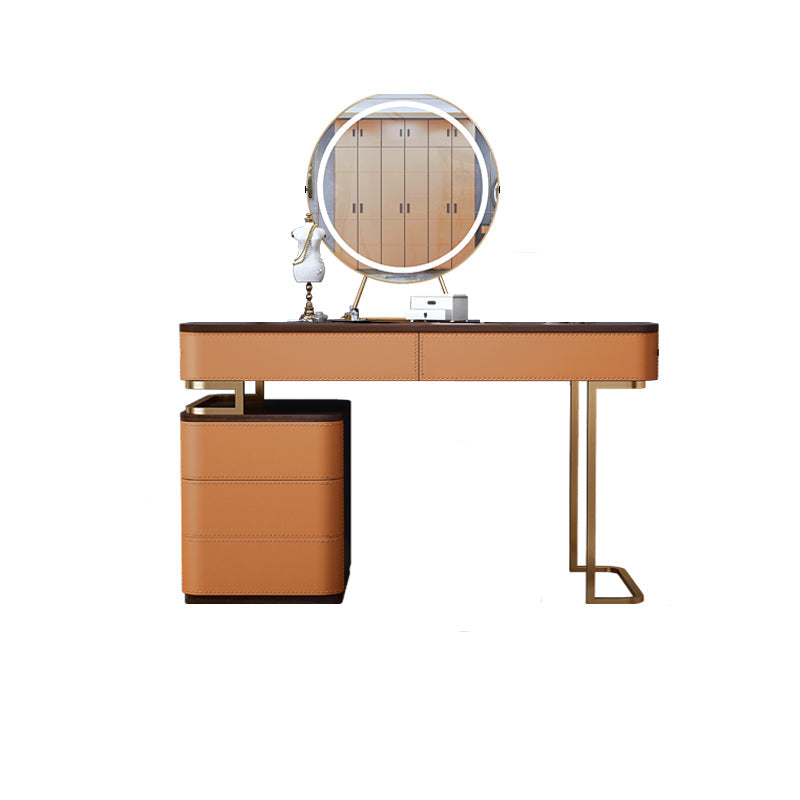 Tavolo da toeletta da 5,72 "tavolo da toeletta in legno a 5 cassetti con base d'oro