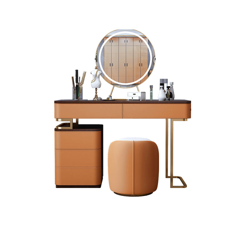 Tavolo da toeletta da 5,72 "tavolo da toeletta in legno a 5 cassetti con base d'oro