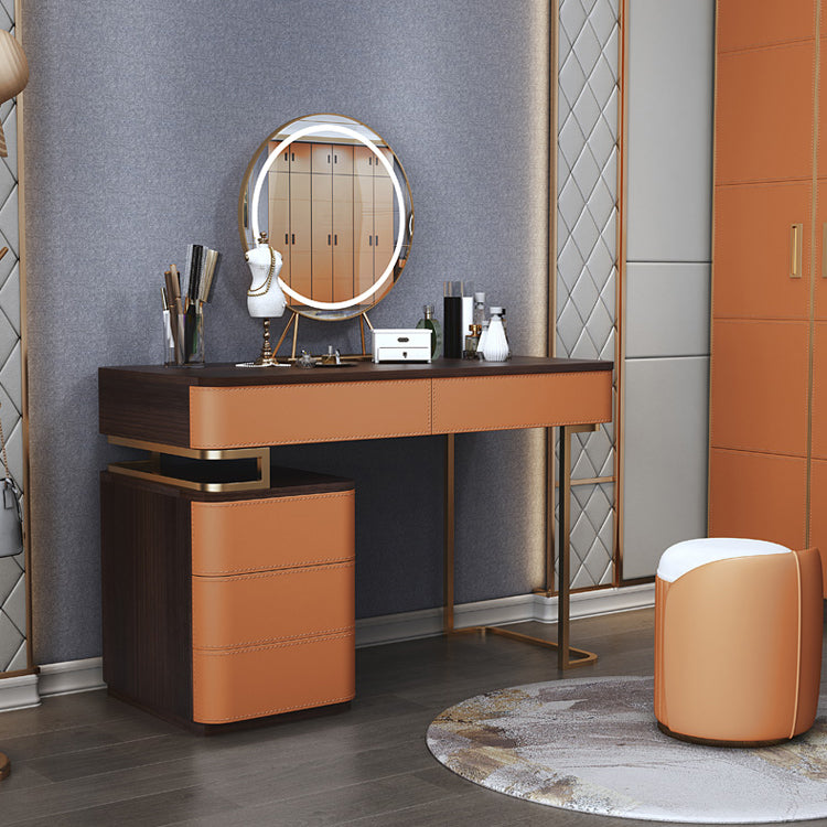 Tavolo da toeletta da 5,72 "tavolo da toeletta in legno a 5 cassetti con base d'oro