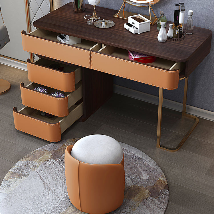 Tavolo da toeletta da 5,72 "tavolo da toeletta in legno a 5 cassetti con base d'oro