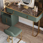 Glass Top Dressing Table Solid Wood Green Make-up Vanity with Drawers