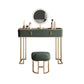 Glass Top Dressing Table Solid Wood Green Make-up Vanity with Drawers