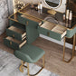 Glass Top Dressing Table Solid Wood Green Make-up Vanity with Drawers