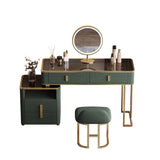 Glass Top Dressing Table Solid Wood Green Make-up Vanity with Drawers
