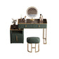 Glass Top Dressing Table Solid Wood Green Make-up Vanity with Drawers