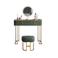 Glass Top Dressing Table Solid Wood Green Make-up Vanity with Drawers