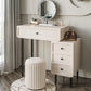 Vanity di trucco da tavolo in legno bianco bianco contemporaneo con cassetti