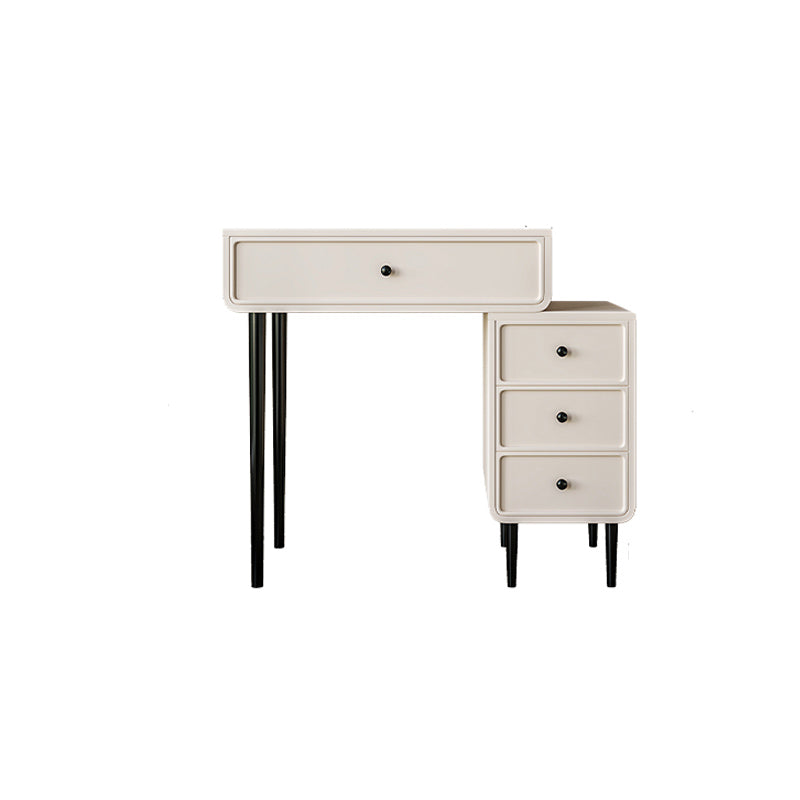 Vanity di trucco da tavolo in legno bianco bianco contemporaneo con cassetti