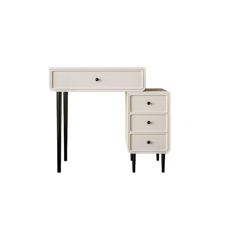Vanity di trucco da tavolo in legno bianco bianco contemporaneo con cassetti